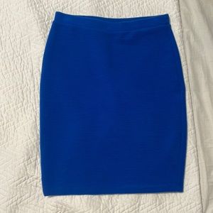 blue ribbed pencil skirt